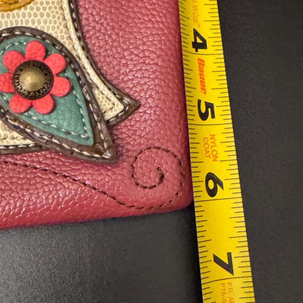 Chala Pink Owl Applique Crossbody Purse With Leather Accents & Adjustable Strap - Picture 13 of 14